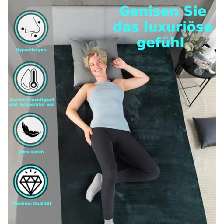MALIKA® Premium warme Spannbettlaken Cashmere-Touch Bettlaken Jersey Fleece Spannbetttuch Laken, Farbe:DUNKELGRÜN, Größe:90-100x200 cm – Bild 4