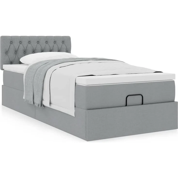 vidaXL Ottoman-Bett mit Matratze Hellgrau 80x200 cm Stoff 3311497 – Bild 7