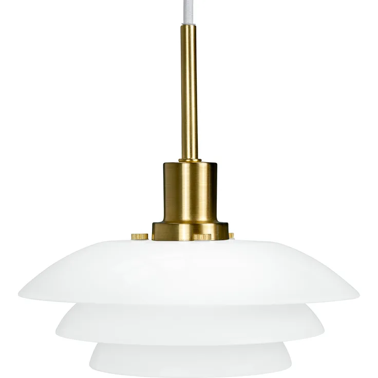 Dyberg Larsen DL20 Pendelleuchte, LED Hängelampe mit opalem Lampenschirm und Messingbasis, 33W, 3000 mm Kabellänge, Skandinavisches Design