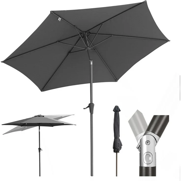 Sekey Sonnenschirm 270cm mit UV50+ Schutz, Wasserabweisend Gartenschirm mit Kurbelbedienung – Ideal für Garten, Balkon & Terrasse – Bild 1
