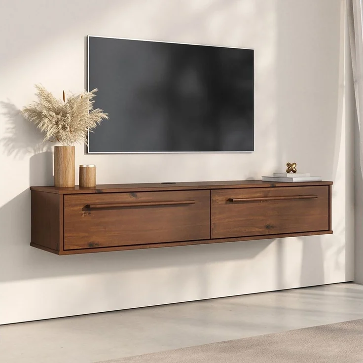 IDIMEX Lowboard TECCA, Sideboard mit 2 Türen aus Massivholz wandmontage Kastanie Finish – Bild 2