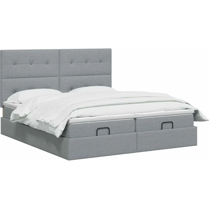 vidaXL Ottoman-Bett mit Matratze und LED Hellgrau 180 x 200 cm Stoff 3458437 – Bild 3