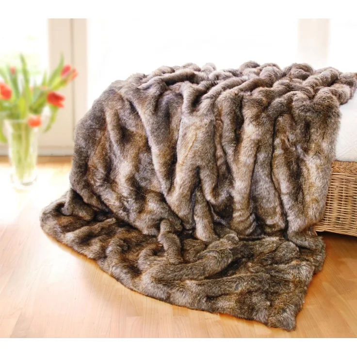 Wohndecke Felldecke (Kunstfell) Otter braun, Wohnen und Accessoires GmbH & Co. KG, Felloptik