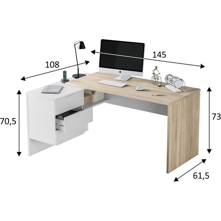 Büromöbel-Set >OFFICE< (Büromöbel-Set) in Canadian Eiche/Artik Weiß – Bild 8