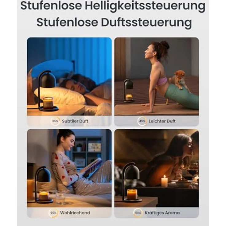 SwitchBot Smart Kerzenwärmer Lampe, Elektrische Duftlampe mit Timer und Dimmer, Matter-kompatibel für Apple Home & Alexa, Schwarz – Bild 5