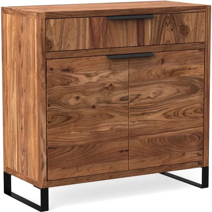 Flurkommode Akazie massiv 93x90x41 cm braun massivum Sydney Kommode-Holz-Flur rustikale Massivholz-Flurkommode Sideboard-Flur