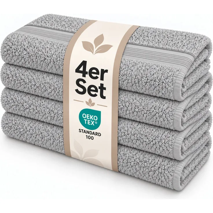 Gästehandtuch 4er Set 30 x 50 cm Silber