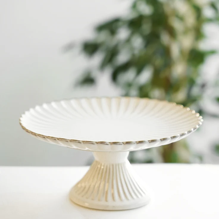 Bloomy Servierplatte ø27 cm, mit Fuß & floraler Struktur - elegant & vielseitig – Bild 3