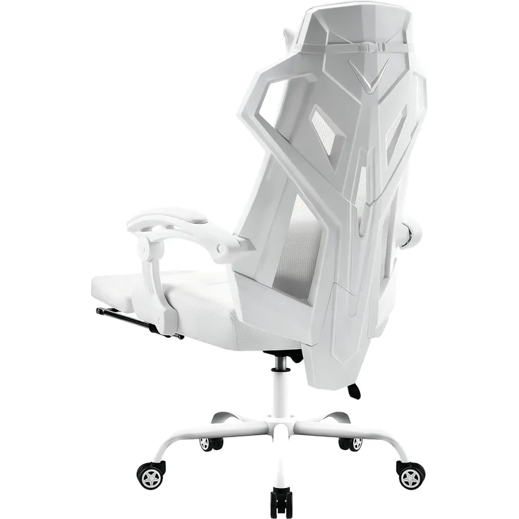 GTPLAYER Ergonomischer Gamingstuhl, mit Verbindungsarmlehnen, Stummrädern, Weiß