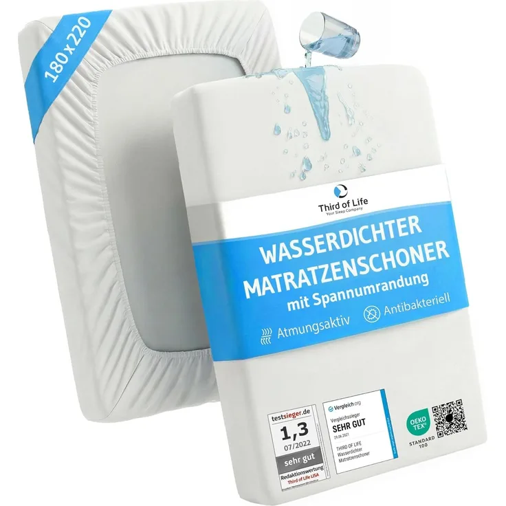 Matratzenschoner 180x220 wasserdicht, Atmungsaktive Matratzenauflage 180x220 cm, Anti-Milben Matratzenbezug, Inkontinenzunterlage wasserdicht, Idealer Matratzen-Schutz, Spannbettlaken für Allergiker