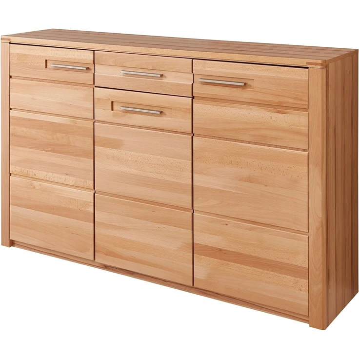 Schuhkommode >Nature One< 3 Türen, 1 Schub, FSC Kernbuche teilmassiv - 160x100x40cm (B/H/T) – Bild 1