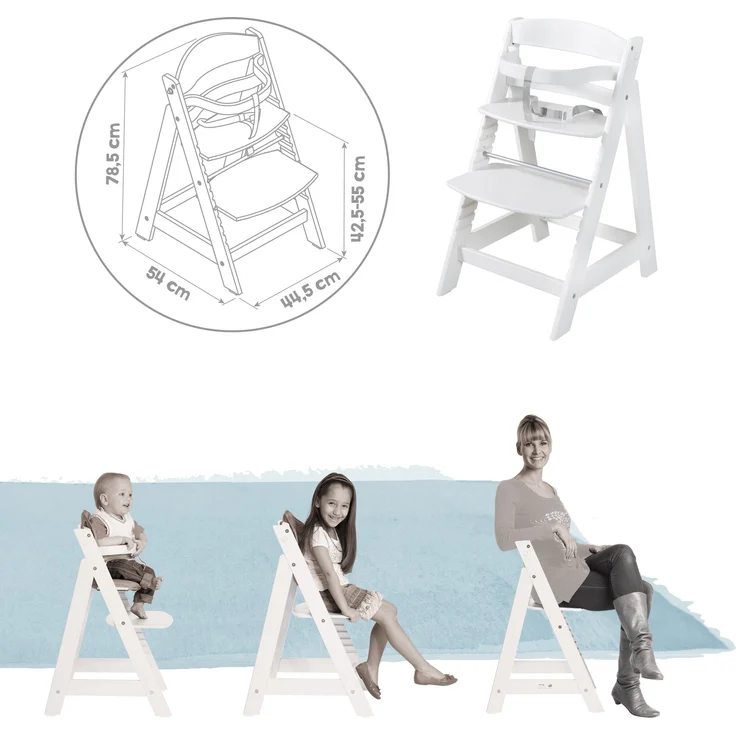 roba Treppenhochstuhl 'Born Up' - Set 2 in 1 - 'Little Stars' - mit Liegefunktion - ab Geburt - Weiß – Bild 10