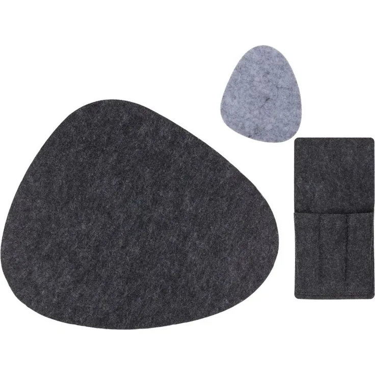 Tischset Kieselstein in grau und/oder anthrazit 3, 6.12tlg. aus Filz Platzset Single Anthrazit-Grau