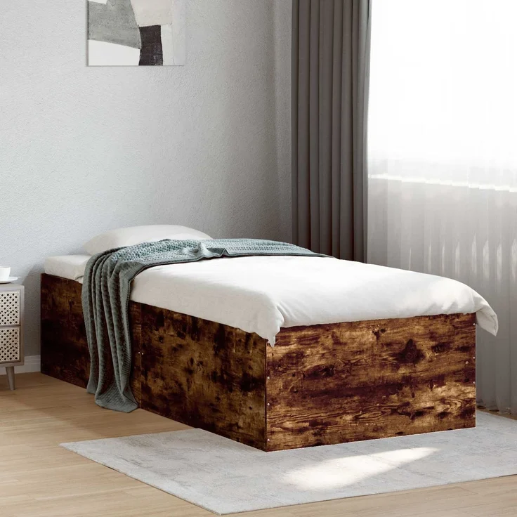 vidaXL Bodenbettgestell Geräucherte Eiche 80 x 200 cm Holzwerkstoff 3429535 – Bild 1