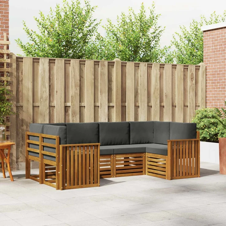 vidaXL Outdoor-Sofagarnitur 6 stk. 6-Sitzer Natur und Anthrazit 3375367 – Bild 1
