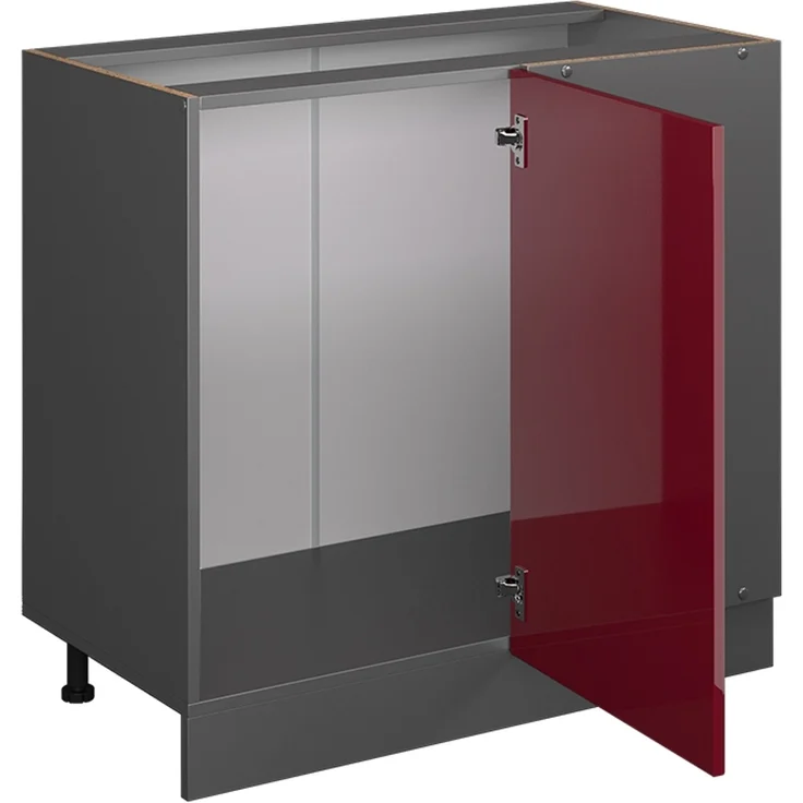 Eckunterschrank R-Line Rot Hochglanz 86 cm AP Marmor Vicco – Bild 4