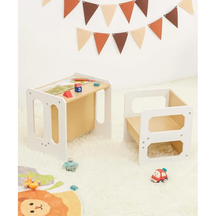 Yorbay Kindertisch Kindersitzgruppe 2 in 1 mit Sitzbank, Sitzgruppe für Kinder (2-tlg), Multifunktionstisch – Bild 9