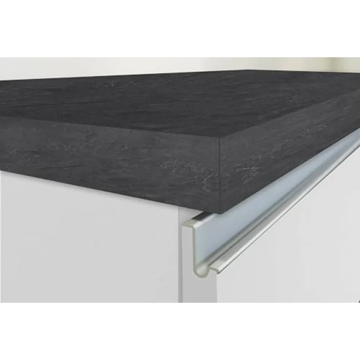 Dmora - Kücheninsel Osvaldo, Mehrzweckschrank, Küchenzeile Schrank, Zusätzlicher Tisch, 100% Made in Italy, 160 x 90 x 90 cm, glänzendes Weiß und Schiefer – Bild 7