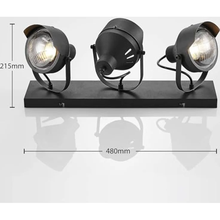 Lindby Strahler Henega, 3-flammige Deckenlampe im Vintage-Industriestil, schwarz, GU10, geeignet für Wohnzimmer, Esszimmer und Flur – Bild 5