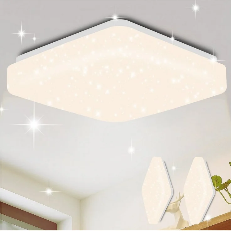 Nettlife LED Deckenleuchte Sternenhimmel Kinderzimmer 15W 21cm 3000K/4000K Weiß Deckenlampe, LED fest integriert, Kinderzimmer Deckenleuchte – Bild 1