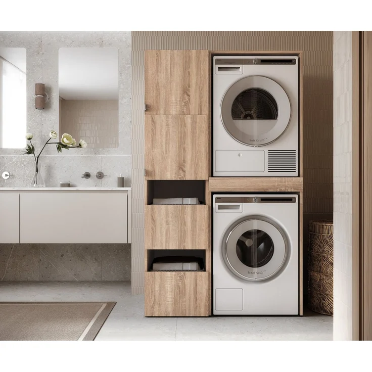 Platan Room Waschmaschinenumbauschrank Waschmaschinenschrank für Waschmaschine & Wäschetrockner Waschmaschine Trockner Schrank mit Ausziehbrett Überbauschrank – Bild 4