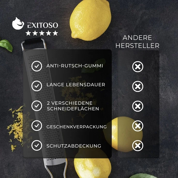 Exitoso Zitruszester Zitronenreibe 2er-Set, Ideal für Ingwer Knoblauch Muskatreibe Zitrusfrüchte, rostfrei – Bild 5