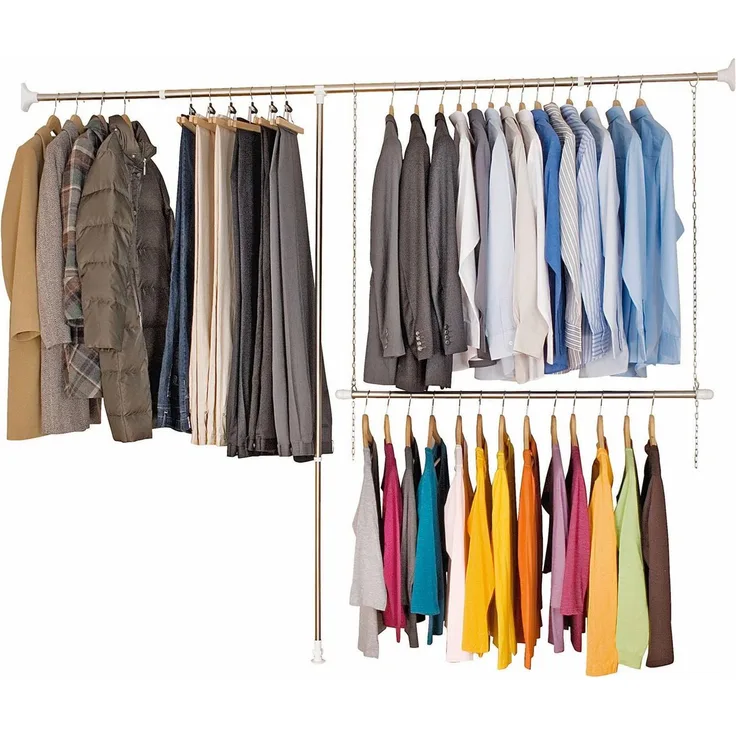 WENKO Teleskopregal Garderobe, Set 3-tlg, flexibles Kleiderstangensystem, belastbar bis 110 kg