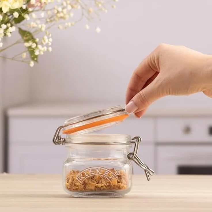 Kilner Einmachglas mit Bügelverschluss 250 ml quadratisch, Luftdichtes Vorratsglas mit Edelstahlbügel und Dichtung, Perfekt zum Einmachen, Konservieren und Lagern, spülmaschinengeeignet – Bild 4