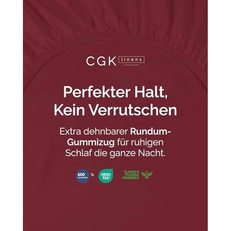 Spannbettlaken 90x200 Weinrot 40 cm Steghöhe - Luxuriöses Spannbetttuch für Einzelbett - Passt auf Matratzen bis zu 40 cm Höhe - Weiches, knitterfreies und atmungsaktives Bettlaken - Einzelpackung – Bild 2