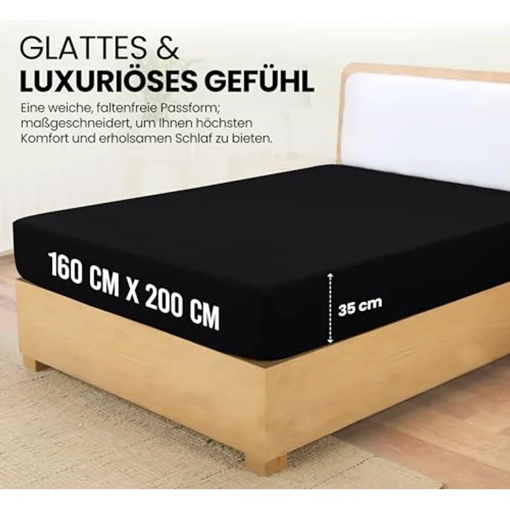 Utopia Bedding - Spannbettlaken 160x200 cm - Schwarz - Oeko-Tex Zertifiziertes Gebürstete Polyester-Mikrofaser Spannbetttuch - 35 cm Tiefe Tasche – Bild 3