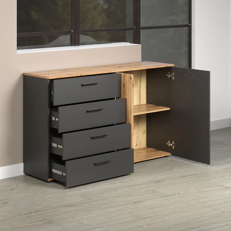 Sideboard Avila in grau und Eiche Evoke 139 cm – Bild 10
