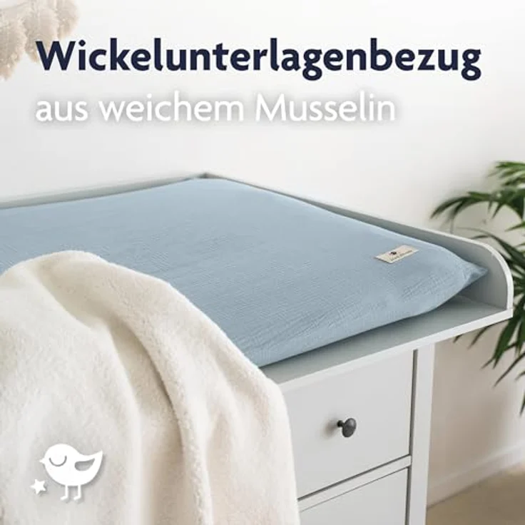 Julius Zöllner Überzug Wickelauflage Musselin denim 85/75 – Bild 3