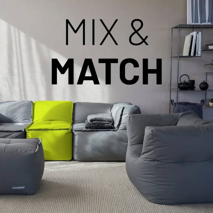 Lumaland Sitzsack-Sofa, Polyester, Mittelteil, Apfelgrün, 70 x 81 x 54 cm – Bild 3