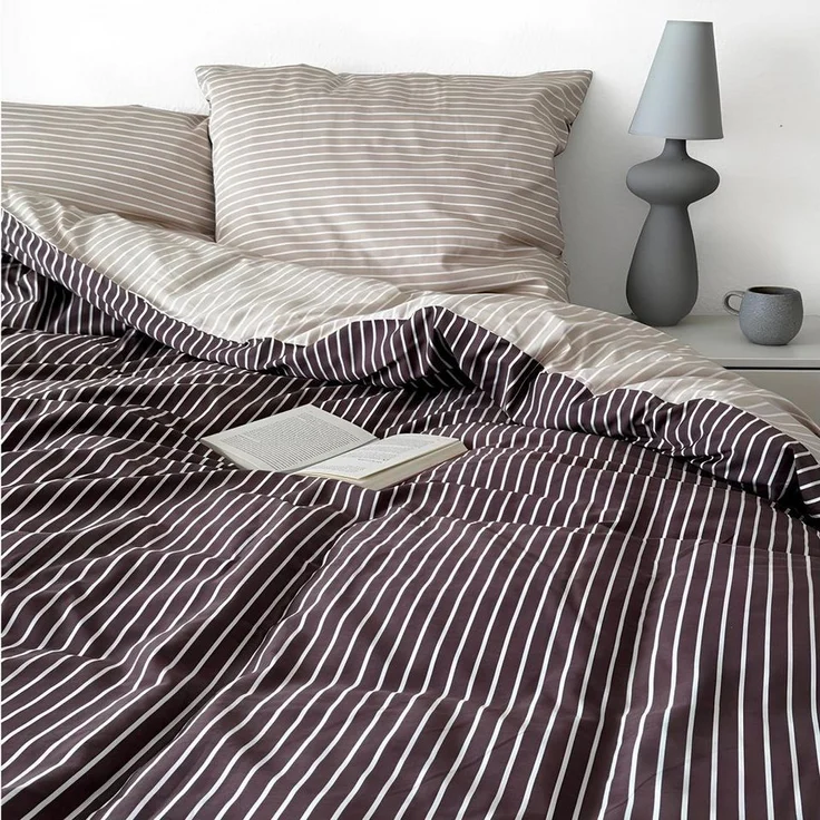 MAGANO Wendebettwäsche, Bambus & Baumwolle Satin, Luxus Bettwäsche Streifen, 400 TC Luxusqualität, Hypoallergen, Thermoregulierend – Bild 5