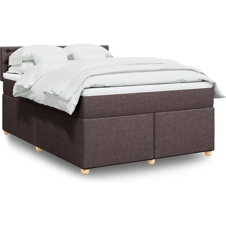 vidaXL Boxspringbett mit Matratze Dunkelbraun 160x200 cm Stoff 3289048 – Bild 1