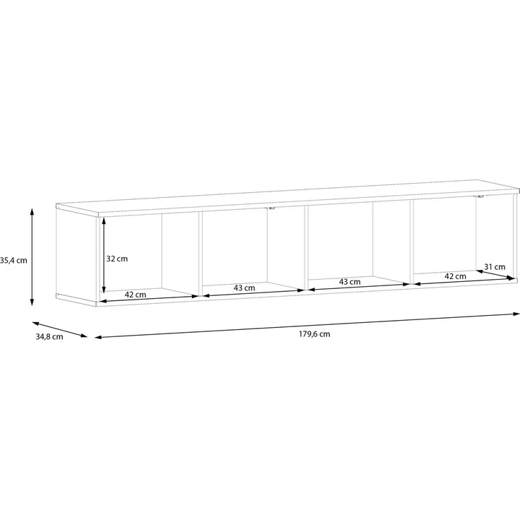 Lowboard >LIBERTAD< Hängeschrank, in sandfarbig - 178,8x37,5x34,8cm (BxHxT) – Bild 7