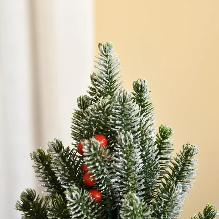 HOMCOM Künstlicher Weihnachtsbaum Mini Weihnachtsbaum mit Tannenzapfen, roten Beeren und Übertop, Tannenbaum, Kleiner Tisch-Christbaum, Grün Ø27 x 47 cm – Bild 7
