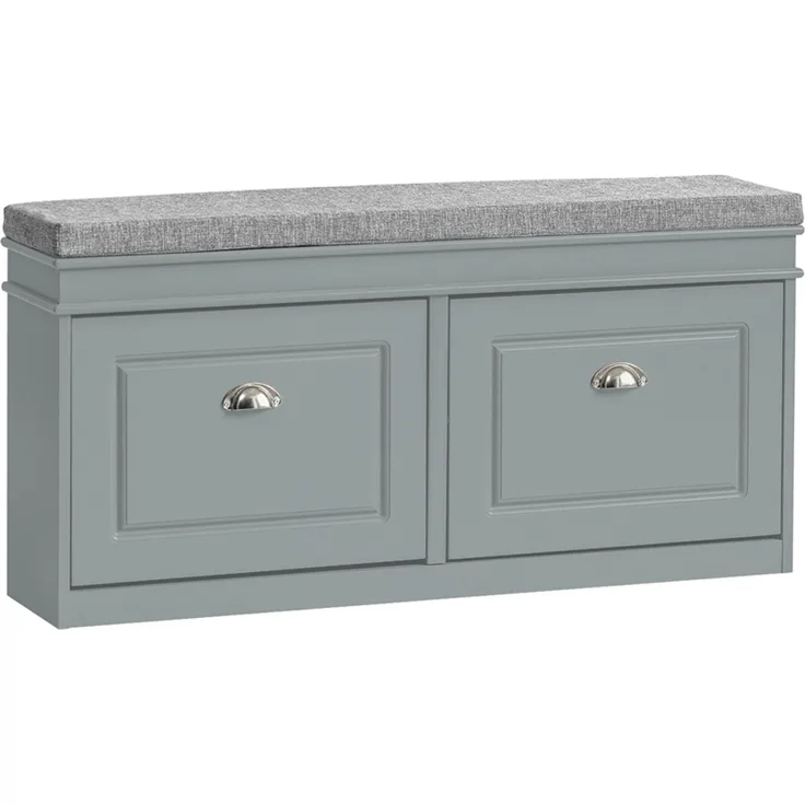 SoBuy FSR64-HG Schuhbank, MDF, Lackiert, Grau, 104 x 51 x 24 cm