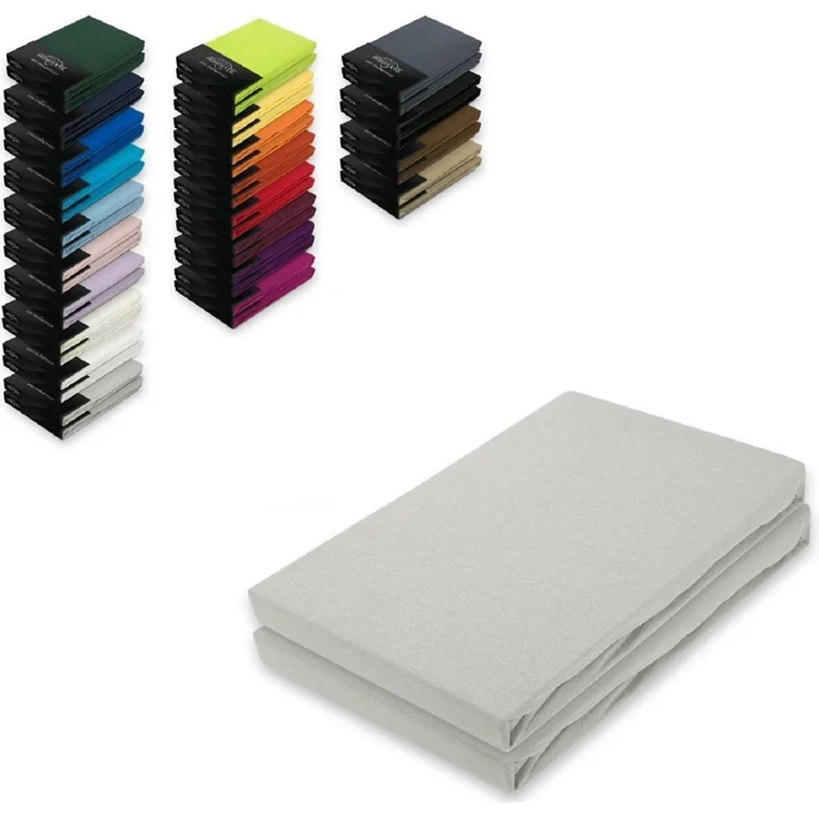 Doppelpack Jersey Spannbettlaken 120 x 200 cm Silber – Bild 1