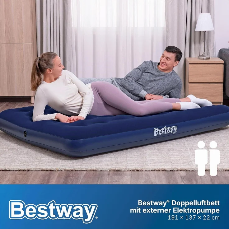 Doppelluftbett mit externer Elektropumpe 191 x 137 x 22 cm – Bild 3
