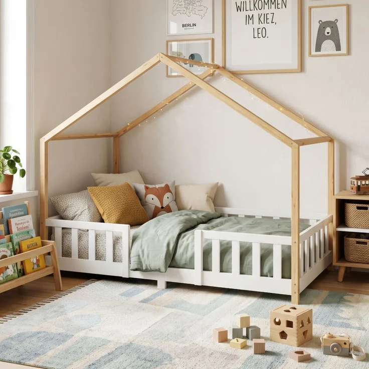 Kinderbett Treviolo 90x200 cm Weiß / Natur [en. casa] – Bild 6