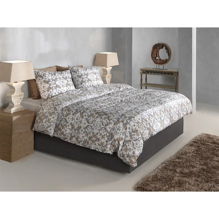 Zo! Home Cotton Bettwäsche 135x200 Fausto grey Ranken Ornamente silber sand – Bild 4