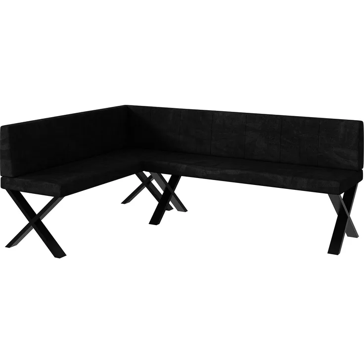 MEBLINI Eckbank für Esszimmer - Küchenbank - Essecke - Sitzecke Küche - PETER - X-Beine 142x196x87cm Links - Graphit Samt