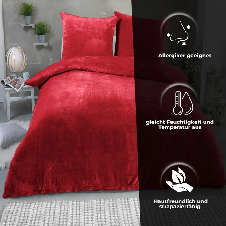 Malika Bettwäsche 200x200 + 2x 80x80 cm Cashmere Touch Bettwäsche, atmungsaktiv, Für Allergiker geeignet, pflegeleicht, angenehm weicher Stoff – Bild 2