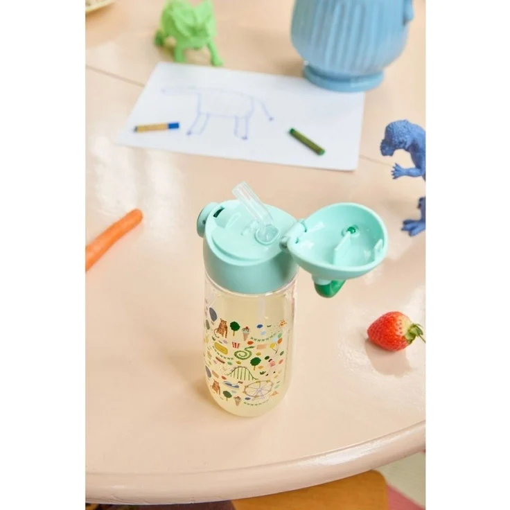 Rice - Plastic Kids Drinking Bottle with Fun Fair Print - Mint - 550 ml – Bild 2
