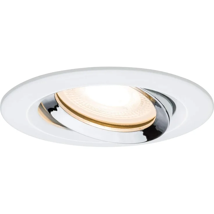 Paulmann No. 92903 Einbauleuchte LED Nova IP65 rund 7W GU10 Weiß, Chrom 1er-Set schwenkbar