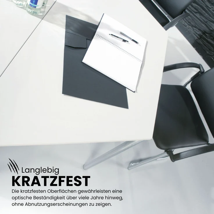 bümö Multifunktionstisch grau, Tisch 80 x 80 cm, Tischfuß rund in schwarz - einfacher Tisch klein, Besprechungstisch System D-Serie, Konferenztisch, Meetingtisch, Mehrzwecktisch, Pausentisch, DR08-5-D – Bild 2