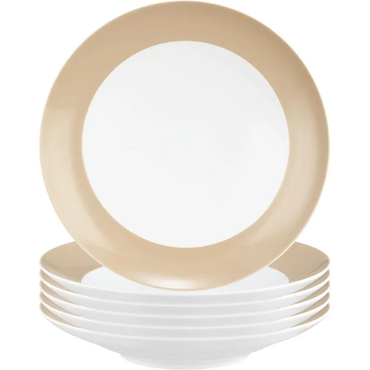 Seltmann Weiden Liberty Pure Colors Suppenteller, beige, rund, 23,5 cm, 6er Set, spülmaschinenfest, mikrowellenfest, ofenfest