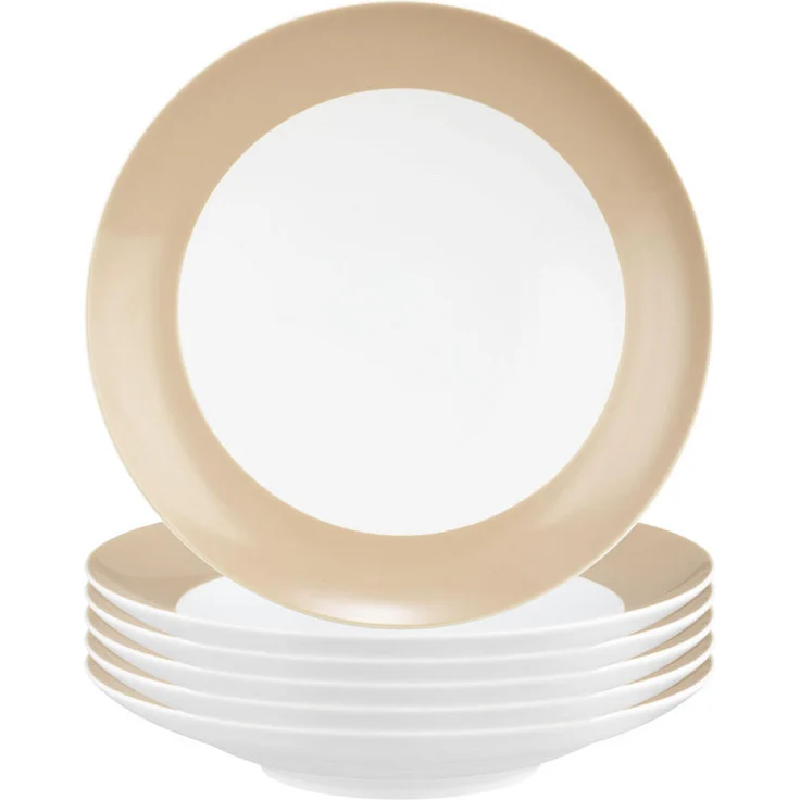 Seltmann Weiden Liberty Pure Colors Suppenteller, beige, rund, 23,5 cm, 6er Set, spülmaschinenfest, mikrowellenfest, ofenfest