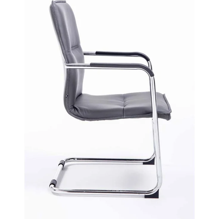 DELUKE® 2er Set Besucherstuhl SEATTLE - 92x56x60cm, Grau Kunstleder Metall in Chromoptik Gestell Konferenzstuhl Wartezimmerstuhl – Bild 3